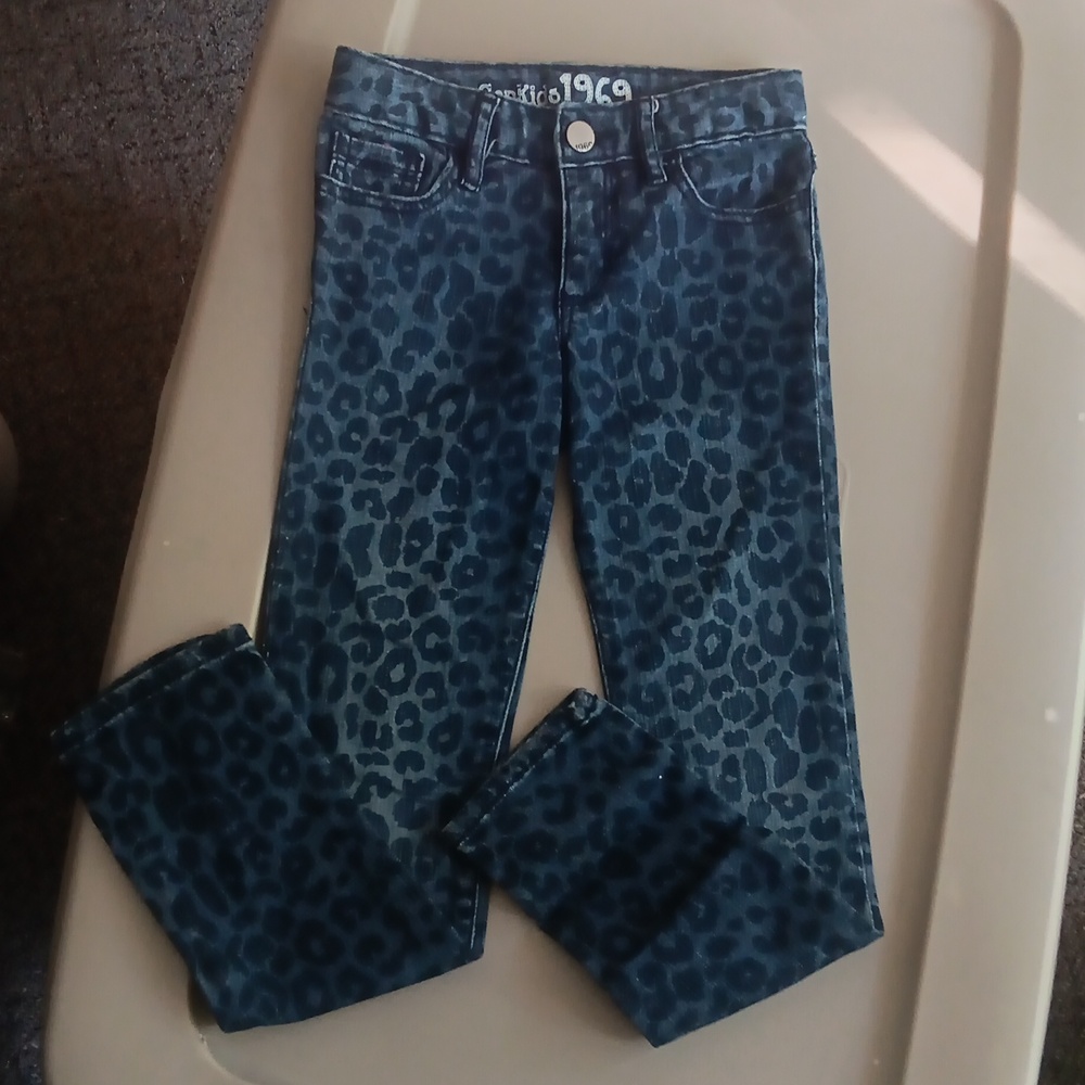 Gap cheetah print blue jeans slim fit